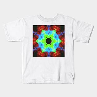 Retro Mandala Flower Red Blue and Green Kids T-Shirt